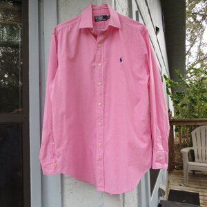 Polo Ralph Lauren Mens 15 1/2 Tiny check Pink Long sleeved Shirt